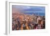 Chicago Downtown Aerial View at Dusk with Skyscrapers and City Skyline at Michigan Lakefront-Songquan Deng-Framed Photographic Print