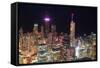 Chicago Downtown Aerial View at Night with Skyscrapers and City Skyline at Michigan Lakefront.-Songquan Deng-Framed Stretched Canvas