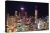 Chicago Downtown Aerial View at Night with Skyscrapers and City Skyline at Michigan Lakefront.-Songquan Deng-Stretched Canvas