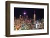 Chicago Downtown Aerial View at Night with Skyscrapers and City Skyline at Michigan Lakefront.-Songquan Deng-Framed Photographic Print