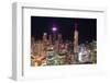 Chicago Downtown Aerial View at Night with Skyscrapers and City Skyline at Michigan Lakefront.-Songquan Deng-Framed Photographic Print