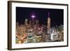 Chicago Downtown Aerial View at Night with Skyscrapers and City Skyline at Michigan Lakefront.-Songquan Deng-Framed Photographic Print