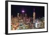 Chicago Downtown Aerial View at Night with Skyscrapers and City Skyline at Michigan Lakefront.-Songquan Deng-Framed Photographic Print