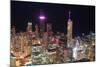 Chicago Downtown Aerial View at Night with Skyscrapers and City Skyline at Michigan Lakefront.-Songquan Deng-Mounted Photographic Print