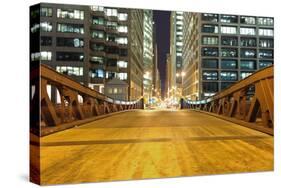 Chicago Downtown at Night-TEA-Stretched Canvas