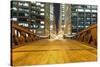 Chicago Downtown at Night-TEA-Stretched Canvas