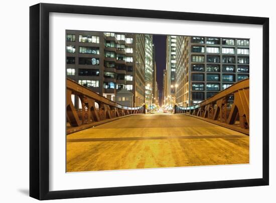 Chicago Downtown at Night-TEA-Framed Photographic Print