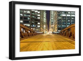 Chicago Downtown at Night-TEA-Framed Photographic Print