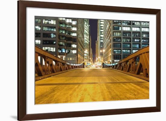 Chicago Downtown at Night-TEA-Framed Photographic Print