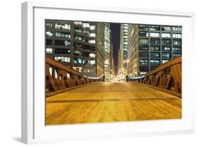 Chicago Downtown at Night-TEA-Framed Photographic Print