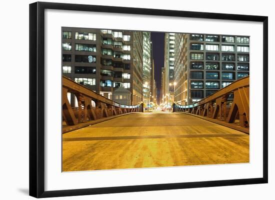 Chicago Downtown at Night-TEA-Framed Photographic Print