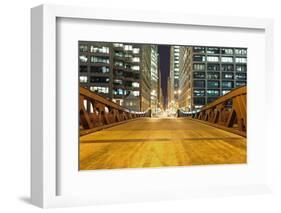 Chicago Downtown at Night-TEA-Framed Photographic Print