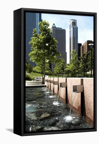 Chicago Downtown Park With Fountains-Patrick Warneka-Framed Stretched Canvas