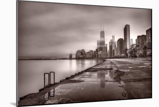 Chicago Foggy Lakefront BW-Steve Gadomski-Mounted Photographic Print