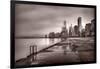 Chicago Foggy Lakefront BW-Steve Gadomski-Framed Photographic Print