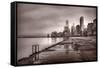 Chicago Foggy Lakefront BW-Steve Gadomski-Framed Stretched Canvas