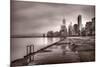 Chicago Foggy Lakefront BW-Steve Gadomski-Mounted Photographic Print