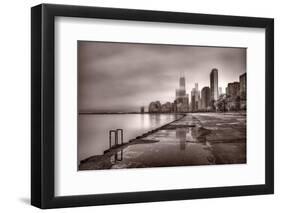 Chicago Foggy Lakefront BW-Steve Gadomski-Framed Photographic Print