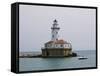 Chicago Harbor Lighthouse, Lake Michigan, Chicago, Illinois, USA-Amanda Hall-Framed Stretched Canvas