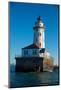 Chicago Harbor Lighthouse with skyscraper in the background, Lake Michigan, Chicago, Cook County...-null-Mounted Photographic Print