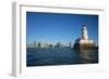 Chicago Harbor Lighthouse with skyscraper in the background, Lake Michigan, Chicago, Cook County...-Panoramic Images-Framed Photographic Print