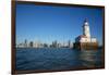 Chicago Harbor Lighthouse with skyscraper in the background, Lake Michigan, Chicago, Cook County...-Panoramic Images-Framed Photographic Print