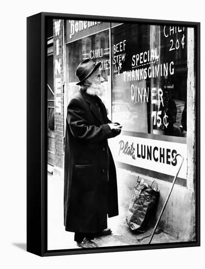 Chicago Homeless Man on Thanksgiving, 1952-null-Framed Stretched Canvas