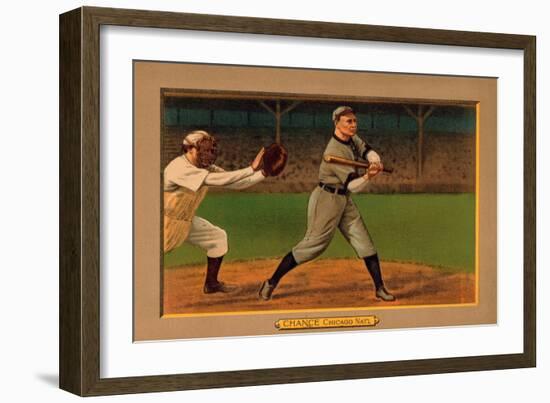 Chicago, IL, Chicago Cubs, Frank Chance, Baseball Card-Lantern Press-Framed Art Print