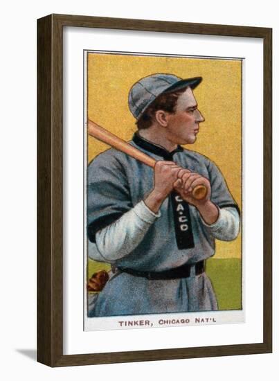 Chicago, IL, Chicago Cubs, Joe Tinker, Baseball Card-Lantern Press-Framed Art Print