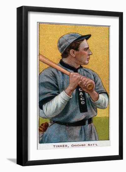 Chicago, IL, Chicago Cubs, Joe Tinker, Baseball Card-Lantern Press-Framed Art Print