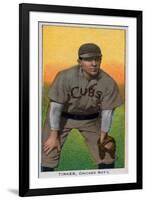 Chicago, IL, Chicago Cubs, Joe Tinker, Baseball Card-Lantern Press-Framed Art Print