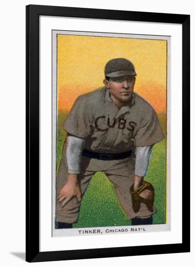 Chicago, IL, Chicago Cubs, Joe Tinker, Baseball Card-Lantern Press-Framed Art Print