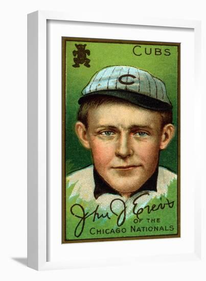 Chicago, IL, Chicago Cubs, John J. Evers, Baseball Card-Lantern Press-Framed Art Print