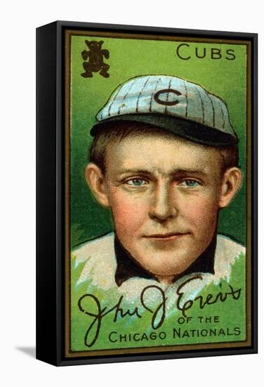 Chicago, IL, Chicago Cubs, John J. Evers, Baseball Card-Lantern Press-Framed Stretched Canvas