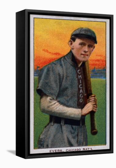 Chicago, IL, Chicago Cubs, Johnny Evers, Baseball Card-Lantern Press-Framed Stretched Canvas