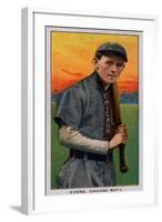 Chicago, IL, Chicago Cubs, Johnny Evers, Baseball Card-Lantern Press-Framed Art Print