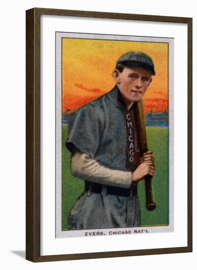 Chicago, IL, Chicago Cubs, Johnny Evers, Baseball Card-Lantern Press-Framed Art Print