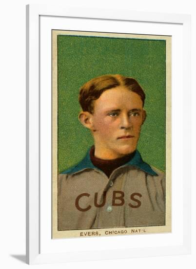 Chicago, IL, Chicago Cubs, Johnny Evers, Baseball Card-Lantern Press-Framed Art Print