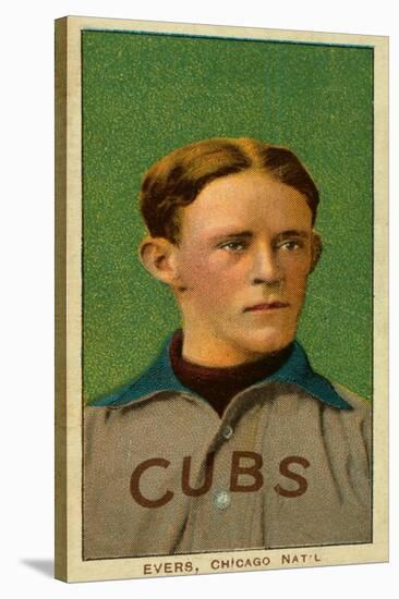 Chicago, IL, Chicago Cubs, Johnny Evers, Baseball Card-Lantern Press-Stretched Canvas