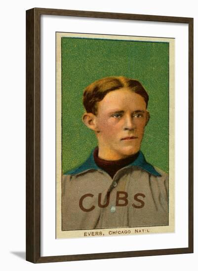 Chicago, IL, Chicago Cubs, Johnny Evers, Baseball Card-Lantern Press-Framed Art Print