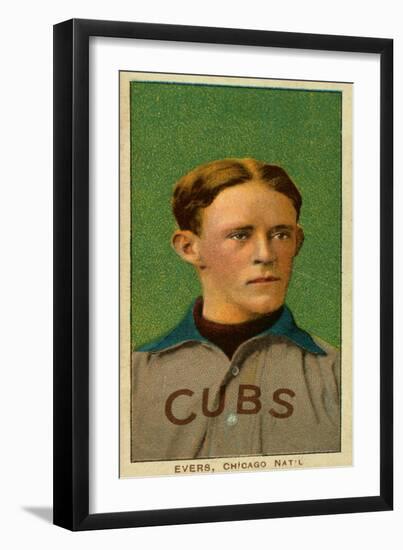 Chicago, IL, Chicago Cubs, Johnny Evers, Baseball Card-Lantern Press-Framed Art Print