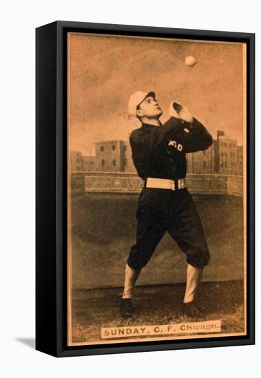 Chicago, IL, Chicago White Stockings, Billy Sunday, Baseball Card-Lantern Press-Framed Stretched Canvas