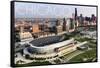 Chicago, Illinois - Aerial of Soldier Field-Lantern Press-Framed Stretched Canvas