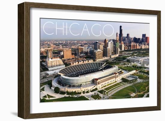 Chicago, Illinois - Aerial of Soldier Field-Lantern Press-Framed Art Print