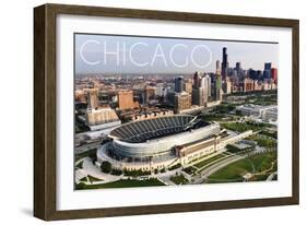 Chicago, Illinois - Aerial of Soldier Field-Lantern Press-Framed Art Print