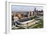 Chicago, Illinois - Aerial of Soldier Field-Lantern Press-Framed Art Print