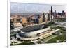 Chicago, Illinois - Aerial of Soldier Field-Lantern Press-Framed Art Print