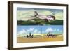 Chicago, Illinois - Aviation Scenes at Municipal Airport-Lantern Press-Framed Art Print