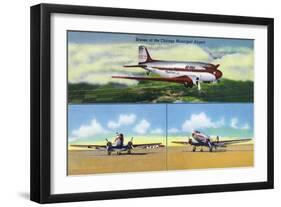 Chicago, Illinois - Aviation Scenes at Municipal Airport-Lantern Press-Framed Art Print