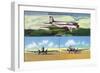 Chicago, Illinois - Aviation Scenes at Municipal Airport-Lantern Press-Framed Art Print